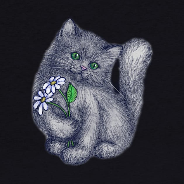 Cute Kitten with Daisies by micklyn